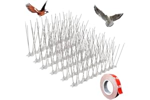 Skystuff Repelente de Palomas, 6 Unidades, de Acero Inoxidable Duradero, 33 cm, con protección contra pájaros, para balcón, Techo y Ventana (+ Cinta Adhesiva)