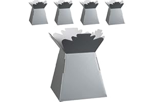 HOMESHOP3000 Flower Bouquet Boxes Florist Packaging Gift Craft Box Vase – Holder for Flowers, Bouquets, Plants, Sweets – Decoration for Wedding, Birthday, Anniversary, Floral Arrangement – Pack of 5 – Silver