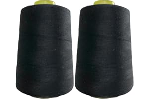 JYC CREATIVE 2 rotoli di filo per cucire, 40/s, accessori per cucire ad alta resistenza, bobina di filo per cucire, varietà di colori, artigianato, abbigliamento, (2 pezzi, nero 332-5000Y)