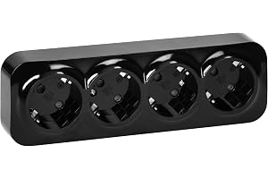 MIRATIC 4-vägs Vägguttag Ytmonterat Uttag Olika Färger Polerad Yta 6A /230VAC IP20 Svart (4-vägs)