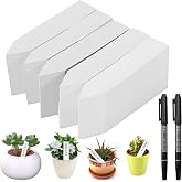 500 Pieces Plastic Plant Labels, 10 x 2 cm, with 2 Black Pens | Plant Labels for Outdoor Gardening, Reusable Garden Markers,