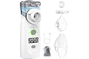 MILFECH Inhalationsgerät tragbar Vernebler Set Mit USB Wiederaufladbar, Timer und Display, inhalator verneble Masken und Mundstück für Kinder und Erwachsene (Grau)