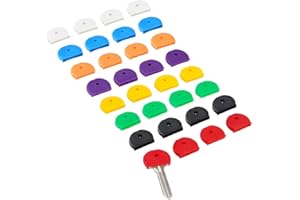 RMEET Cap Clé Colorées,32 Pack Clés Top Demi-Tours Couvre-Clés pour Identifier Clé Couverture pour Claviers Hôtel Bureau à Domicile Caoutchouc