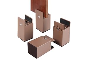 ZDDLOINP Adjustable Bed and Furniture Risers with Screw Clamp, 4 Pack Heavy Duty Sofa Tables Chair Risers, Furniture Risers Increase the height by 4 inches, Fit from 0-2 inch Widths of Furniture Feet(Brown)