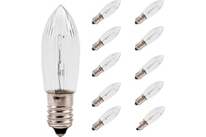 JQSLIGHT E10 Light Bulbs 2700K Warm White，3W 34V Arch Bridge Bulbs Replacement Light Bulbs，Mini Candle Bulbs Small Screw Spare Christmas Bulb for Candle Bridge,Pack of 10.