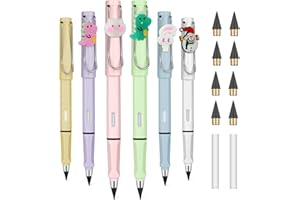 OFFCUP Bolígrafo Sin Tinta, 6pcs Lapiz Eternos, con 6pcs Cabezales Reemplazables y Goma de Borrar, Lápiz Sin Tinta, para Dibujo de Artista Estudiante, Regalo para Niños - A