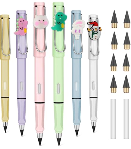 Set 12 Matite Infinite Colorate Con Gomma E 24 Punte Di Ricambio | Scrittura Eterna Senza Inchiostro | Punta In Tungsteno | Ideali Per Disegno E Scuola