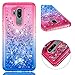 Produktbild Ostop Flüssig Glitzer Diamant Hülle für LG G7/LG G7 ThinQ,Luxus Treibsand Glänzend Strass Kristall Handyhülle,Weich TPU Silikon Schutzhülle Mädchen Schön Elegant Farbverlauf Abdeckung,Rosa-Blau