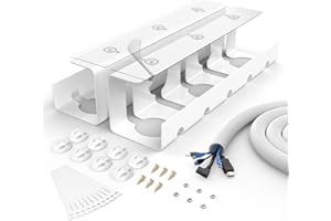 KOXXUD Kabelkanal Schreibtisch Ohne Bohren Kit, Kabelmanagement Schreibtisch Klemmbar Untertisch, Kabel Management Organizer Tray zum Verwalten von Kabeln und Steckdosenleisten (2PCS, Weiß)