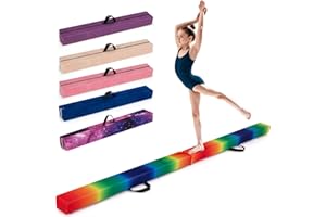 GYMAX Poutre Gymnastique Pliable 210/240/270 cm pour Enfants, Revêtement Antidérapant, Structure en Pin, Poignée de Transport, pour Entraînement à l'Équilibre