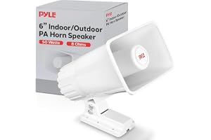 Pyle PA-högtalare för Inomhus / Utomhus - 6” PA-högtalare med 8 Ohms Impedans och 50 Watts Piket Effekt - Inkluderar Monteringsfäste och Tillbehör