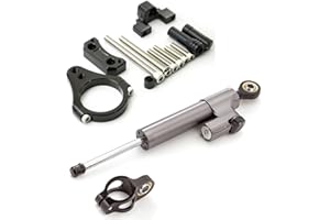 NICEDOLL Fits Kugoo G Booster Scooter Steering Damper CNC Motorcycle Stabilizer Steering Damper 50mm Clamp Mount Bracket Kit Gray