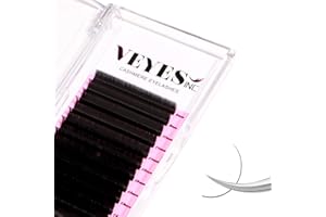 VEYES INC Cashmere Individual Lash Extensions 0.03-0.20 B/C/CC/D/J/M Curl 8-20mm Mixed & Single Length Trays, Matte Black, Professional Supplies for Lash Techs(0.05 CC 15-20mm)