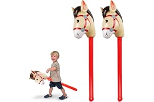 agogue Nadmuchiwany koń, 2 sztuki, 80 cm, nadmuchiwany kijek do kucyka, do majsterkowania, hobby, dekoracja dla dzieci, kowbojska impreza tematyczna