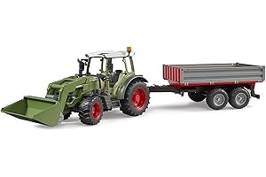 bruder 02182 - Ciągnik Fendt Vario 211 z ładowaczem czołowym i przyczepą burtową - 1:16 Pojazdy, Rolnictwo, Bulldog, Ciągnik, Przyczepa, Wywrotka, Zabawki od 3 lat