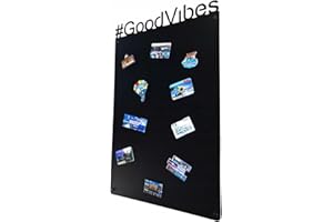 STALFORM Lavagna Magnetica da Parete in Acciaio Nera GoodVibes 80x50 cm, Black Memo-Board, Pannello Magnetico per Calamite, Lavagna da Cucina, Ufficio, Camera dei Bambini