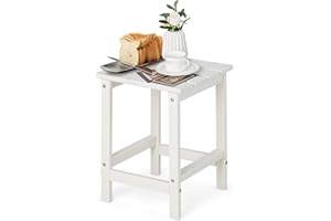 ‎COSTWAY COSTWAY Beistelltisch, Kleiner Gartentisch aus UV-beständigem Kunststoff, Balkontisch wetterfest, für Terrasse, Balkon, Garten, 35,5 x 35,5 x 46,5 cm, Weiß