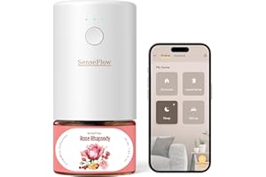 ‎SENSEFLOW SenseFlow Aroma Diffuser für Ätherische Öle Smart Wi-Fi SF101S, Wasserloser Ultraschall Duftstecker Raumduft, 100% pflanzlich Lufterfrischer, 120-Tage Aroma für Zuhause bis zu 100 m² - Rosa Rhapsody