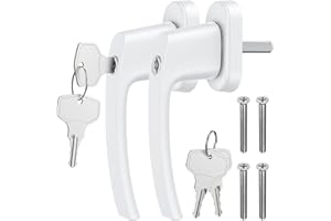 GETLITOOL 2 szt. Zamykany aluminiowy uchwyt do drzwi balkonowych Windows z 4 śrubami 4 szt. kluczy do okien, balkonów lub drzwi tarasowych, biały