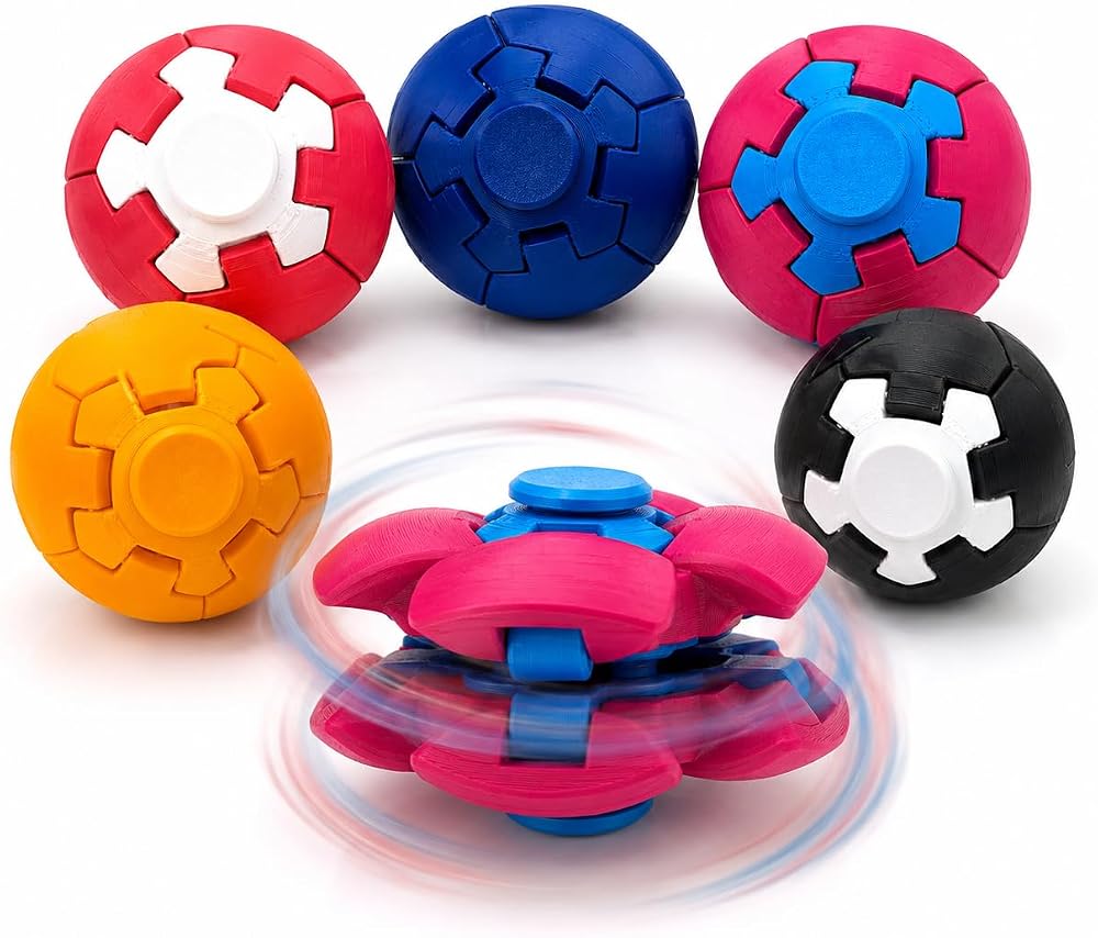 Talky Spinner Ball Stres ve Fidget Oyuncağı, Bas-Döndür Mekanizmalı Eğlenceli Dönen Top, Çocuk ve Yetişkinler İçin, Karışık Renk
