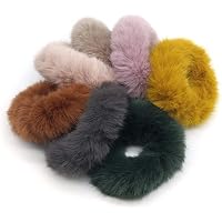 DK BEAUTY Soft Fluffy Fur Elastic Multicolour Hair Rubber Bands For Kids Girls Women Hair Band - 6Pcs