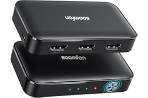 Splitter HDMI 4K@60Hz 1 In 2 Out, SOOMFON Sdoppiatore HDMI da 1 a 2, Duplicatore HDMI 4K, Supporta 3D, 4K@60HZ, 1080P, HDCP2.2, HDMI2.0, HDR, CEC, per PC/Xbox/HDTV/PS5/PS4/ Laptop