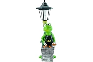 Kremers Schatzkiste Grenouille maître-barbecue avec lanterne solaire LED et tablier de chef Frog Figurine sculpture