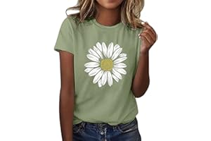 NQYIOS Sexy Tops for Women, Sunflower Printed T Shirt for Women Casual Graphic Short Sleeve Tee Tops Crew Neck Slim Shirts Tee Blouse Extra Long Tee Shirts for Women Women's Vests