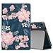Produktbild MoKo Hülle für Das neue Fire HD 10 Tablet (7th Gen.- 2017 Modell) - Kunstleder Ständer Schutzhülle Smart Cover mit Auto Sleep/Wake up für All-New Amazon Fire HD 10,1 Zoll Tablette, Nacht Blüte