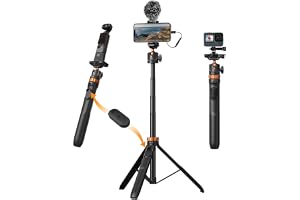 Selfie Stick stativ, K&F Concept MS08 selfie-pinne, 158 cm mobiltelefonstativ, stativ för kompatibel med iPhone/Samsung/DJI Osmo Action/Insta 360, mobiltelefonhållare med avtagbar