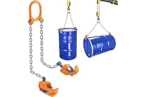 GPOAS Updated Chain Drum Lifter 2200 LBS Load Capacity Barrel Lifter G80 Lifting Chain Sling Vertical Drum Lifter Vertical Hoist Self Locking, Horizontal Lifter for Plastic & Metal Drums,Orange