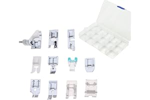 JZK 11 Stück Nähmaschine Haushaltszubehör-Set mit Aufbewahrungsbox, Nähfuß Ersatzteil-Kit für Nähmaschine Sänger Bruder Janome Toyota Elna AEG