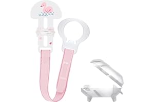 MAM Clip & Cover Catenella Portaciuccio, Catenella ciuccio 0+ mesi regolabile con chiusura a velcro e salvasucchietto, Compatibile con accessori neonato, succhietti e dentaruoli, Rosa