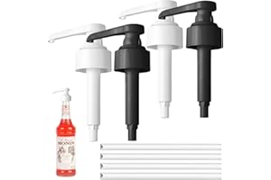 BINXIAOQIN Lot de 2 pompes doseuses de 1 l de sirop, pompe doseuse pour boisson, distributeur de sirop réutilisable, pour bouteille en verre Monin de la pompe de rechange, compatible (Blanc+Noir 1000 Ml)