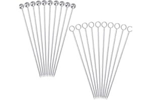 Favengo 20 PCS Pic à Cocktails en Acier Inoxydable 304 11cm Bâton de Cocktail Réutilisable Anti-Corrosion Pic Apéritif INOX Antirouille pour Cocktail Barbecue Collations Vacances Événements - Argent