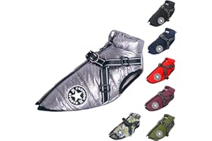 ENGEL WEMANG Gilet pour Chien - Manteau imperméable - avec Harnais - pour Hiver Chaud et Doux - 9 Couleurs - Argenté L