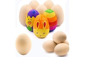SIMUER 12Pezzi Uova di Legno Non Verniciate Pronte per Dipingere E Decorare Mestieri Fai-da-Te Pasquali, Grande Decorazione Pasquale