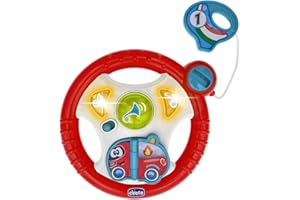 Chicco Juego Mi Primer Volante, Volante Electrónico para Niños con Luces y Sonidos, Actividades Manuales, con Gancho para Cochecito, 6-36 Meses