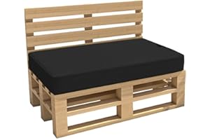 ‎CHILLY PILLEY chilly pilley Palettenkissen Gartenkissen Wasserdicht Palettenauflage Palettenpolster Indoor Outdoor Waschbar Abnehmbar Sitzkissen Rückenkissen (Sitzkissen 120x80x15, Schwarz)