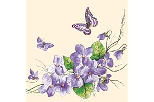 Daisy 3-Ply Flowery Tissue Paper Napkins Serviettes for Decoupage Lunch 33cm x 33cm - Pack of 20 (Violet Flowers)