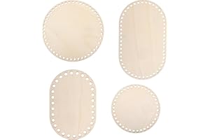 AJCOTAHM 4 PCS Basket Wooden Base, Natural Unfinished Wood Bottoms, 4 Sizes Oval & Round Circle Shapes, Wooden Base Shaper, for DIY Crochet Bags, Weaving Baskets, Purse Making, Crafts, Home Decor
