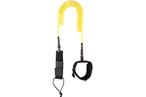 JODSEN Surf SUP Board Leash,10ft 7mm TPU Coiled Stand Up Paddle Board and Surfboard Leashes,Padded Ankle Strap Leg Rope,with Double Stainless Steel Swivels and Triple Rail Saver,for All Water Sport Surfboard