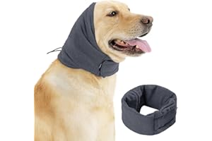 RVYEIOP 1 unidad Orejeras calmantes grises para perros, bandana para mascotas, protección de cabeza para perros fácil de limpiar con cinta autoadhesiva ajustable