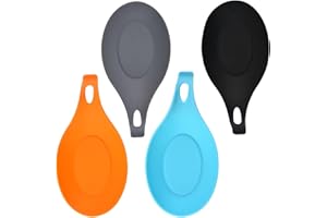 HBINGL Spoon Rest, Set of 4 Spoon Rest for Kitchen Counter Silicone Spoon Rest, Silicone Utensil Holder Rest for Cooking Wooden Ceramic Tea Spoons, Kitchen Silicone Spoon Holder for Spatula, Ladle, Brush