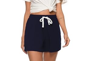 Vlazom Pantaloncini Donna Estivi Cotone Morbido Traspirante Tinta Unita Pantaloni di Pigiama Donna Corti per Dormire Casa