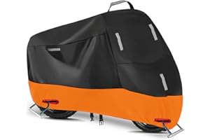 SECELES Bache Moto Exterieur Etanche 300D Oxford Housse de Protection pour Scooter Couverture Moto Cross avec 5 Bandes Réfléchissantes, 2 Trous de Verrouillage et 2 Boucles Coupe-Vent (2XL: 245x 95x 125 cm)