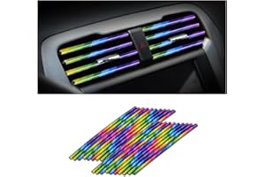 Adunsiaoto 20PCS Car Air Conditioner Decoration Strip for Vent Outlet, Chrome Car Air Conditioner Strip Vent Outlet Trim Decoration Strip, Car Accessories, for Most Air Vent Outlet(Coloured)