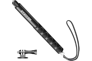 VYVIYON 114 cm Unsichtbarer Selfie-Stick, 7-Stange Action-Kamera-Stick für Insta360 X5, Ausziehbarer 1/4"-Handheld-Pole mit GoPro-Adapter, Kompatibel mit Insta360 X3, ONE X/X2, ONE R, GO 2 und GoPro Hero 12