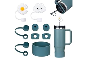 FOSFUKEER Stanley Cup, set di accessori contiene 6 tappi in silicone a prova di perdite, 2 coperchi in paglia, 1 custodia in silicone per Stanley Cup da 1,2 l e 850 ml, coppe non incluse (Blue Spruce)