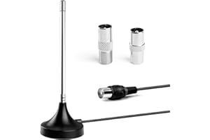 MEUKCEZ DAB+FM antena teleskopowa z podstawą magnetyczną i 2 tunerami radiowymi, kompaktowa i stabilna antena do optymalnego odbioru radia, uniwersalna antena pokojowa do odbiornika HiFi, przenośne radio